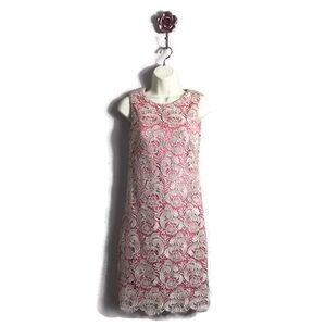 Eliza J Size 4 Powder Pink Crochet Lace Overlay Sleeveless Sheath Dress Ladylike